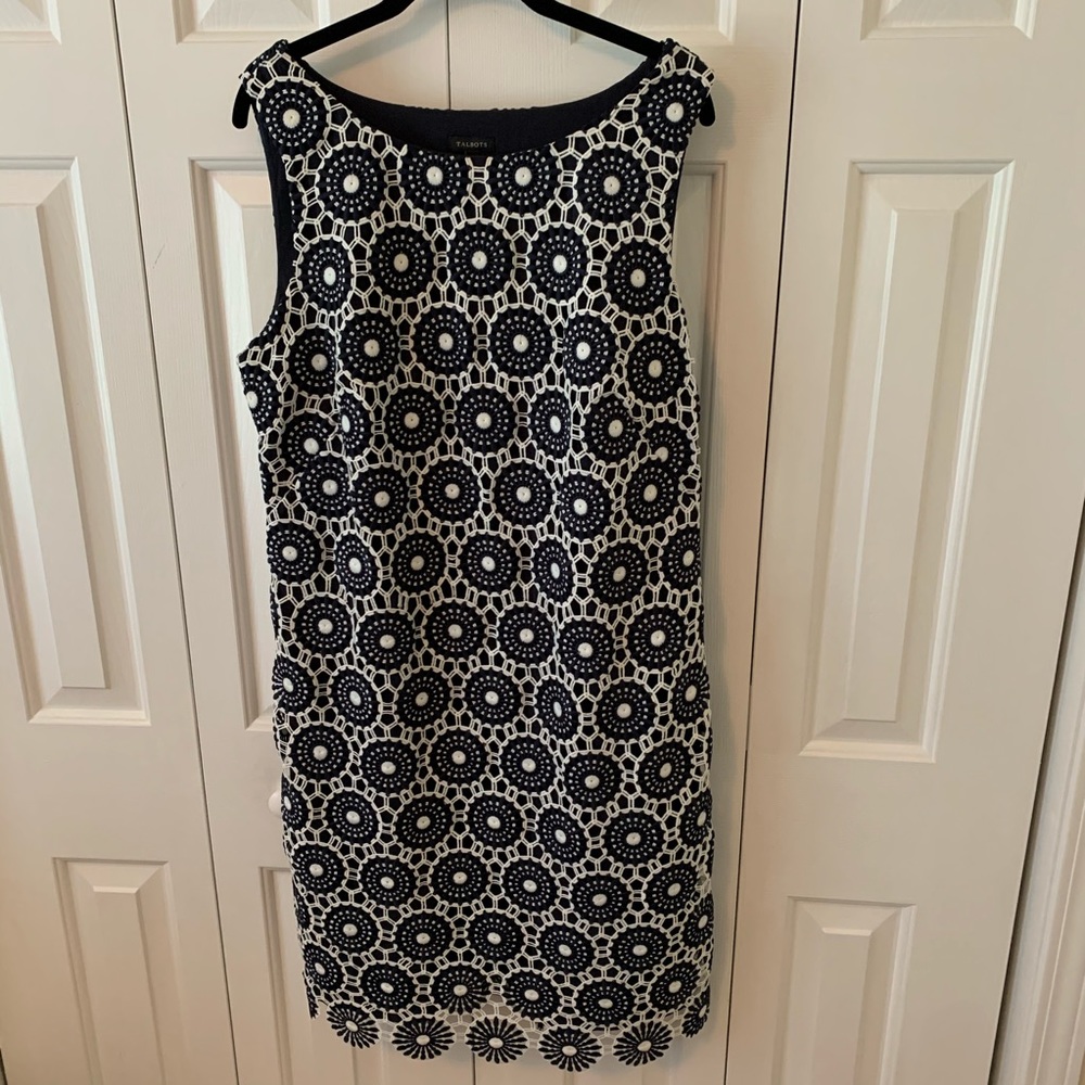 Navy Blue and White Wheel Dress
